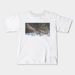 Incoming! - Great Grey Owl Kids T-Shirt